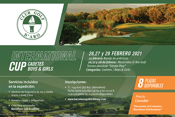 Del 26 al 28 de Febrero, expedición abierta al torneo WAGR ‘Golf d’Aro International Cup’