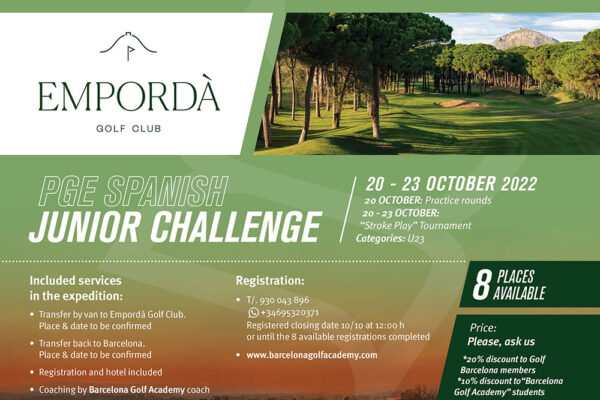 From 20th to 23rd of October, open expedition to the PGA Spanish Junior Challenge in Empordà Golf Club